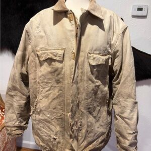 Carhartt Distressed Beige Military Jacket